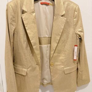 Alice + Olivia Metallic Gold Tailored Blazer